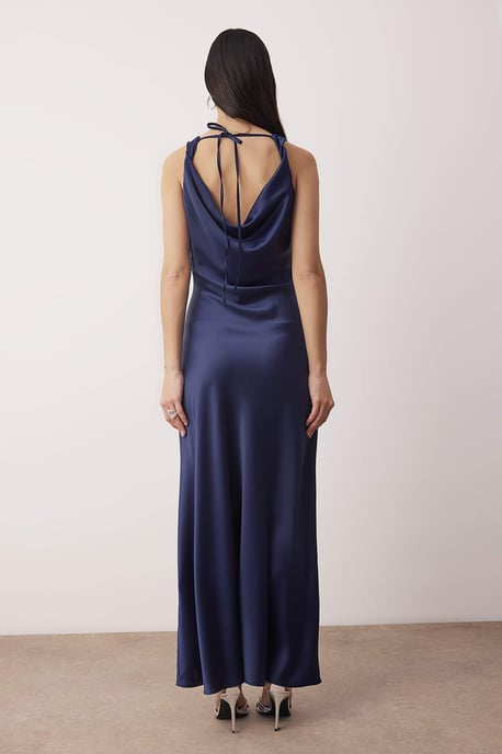 TRENDYOLMİLLA Dames Donkerblauw Effen Maxi Mouwloos Stijlvol/Avond A-lijn Jurken - Image 4