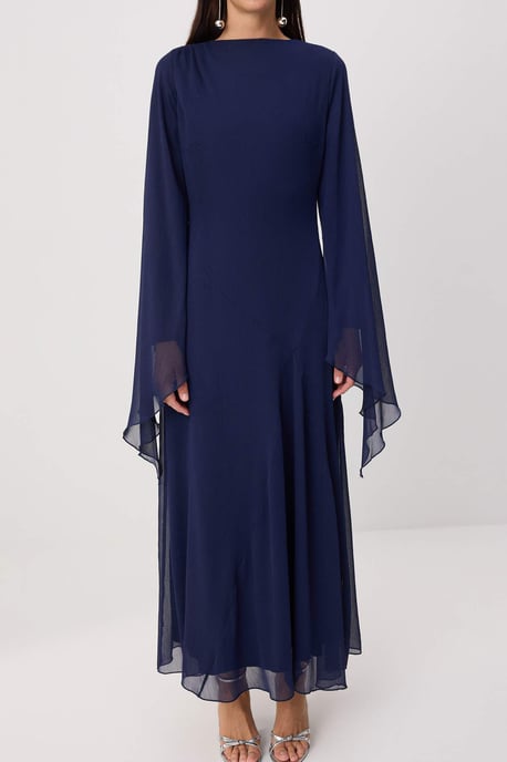 Trendyol Modest Dames Donkerblauw Effen Maxi Lang Stijlvol/Avond Recht Modest Jurken - Image 2