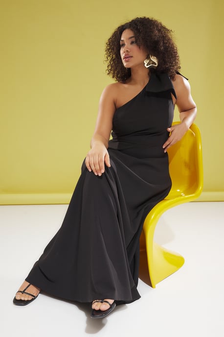 Trendyol Curve Dam Svart Enfärgad Maxi Ärmlös Elegant/Kväll A-linje Plus size Klänning - Image 6