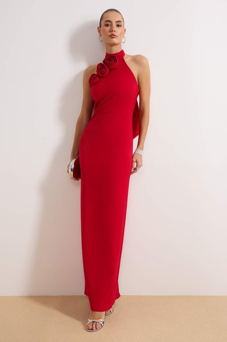 TRENDYOLMİLLA Dames Rood Effen Maxi Mouwloos Diploma-uitreiking / Gala Recht Avond & Gala Jurk - Image 1