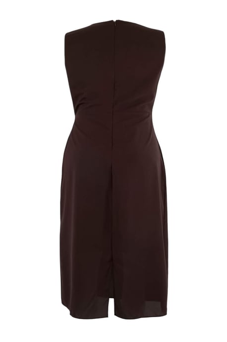 Trendyol Curve Dam Brun Enfärgad Maxi Ärmlös Casual A-linje Plus size Klänning - Image 5