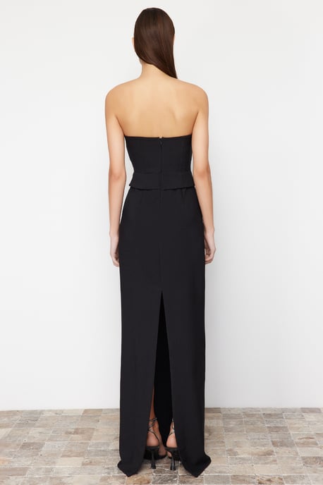 TRENDYOLMİLLA Women's Black Plain Maxi Sleeveless Graduation / Prom Shift Evening & Prom Dress - Image 5