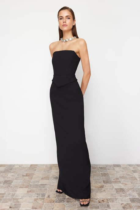 TRENDYOLMİLLA Women's Black Plain Maxi Sleeveless Graduation / Prom Shift Evening & Prom Dress - Image 6