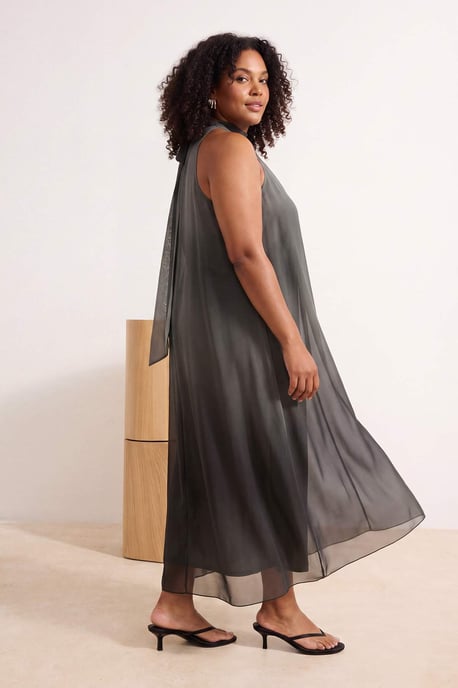 Trendyol Curve Dam Grön Batikmönster Maxi Ärmlös Casual A-linje Plus size Klänning - Image 2