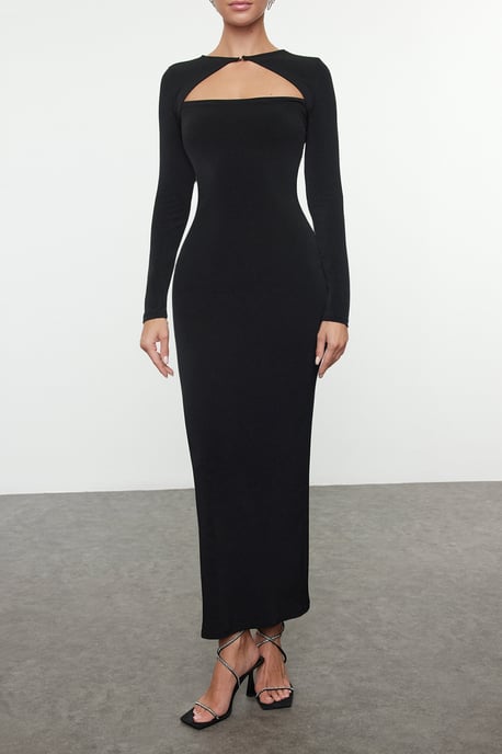 TRENDYOLMİLLA Dam Svart Enfärgad Maxi Lång Elegant/Kväll Bodycon Klänningar - Image 2