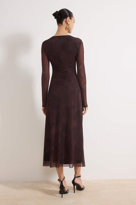 TRENDYOLMİLLA Dames Bruin Bloemen Maxi Lang Casual A-lijn Jurken - Image 3