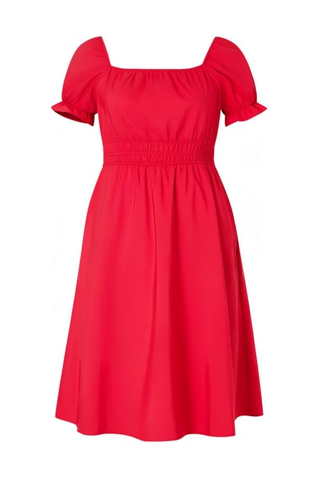 Trendyol Curve Dam Röd Enfärgad Maxi Kort Casual A-linje Plus size Klänning - Image 5