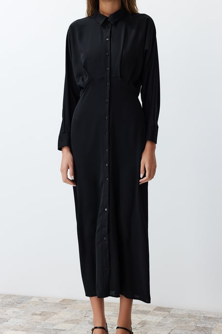 Trendyol Modest Dames Zwart Effen Maxi Lang Casual Blousejurk Modest Jurken - Image 4