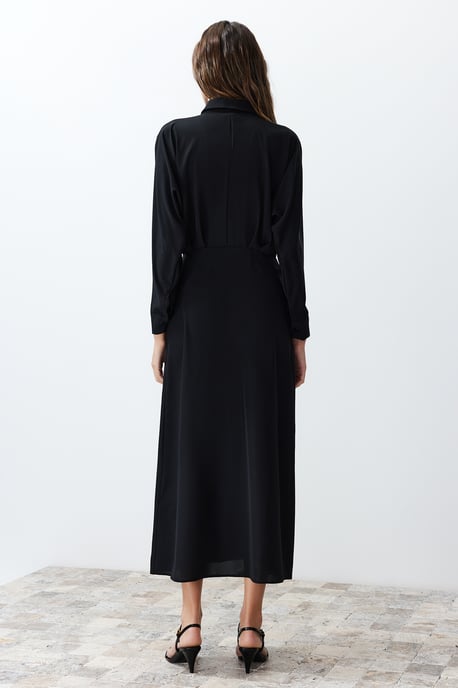 Trendyol Modest Dames Zwart Effen Maxi Lang Casual Blousejurk Modest Jurken - Image 5