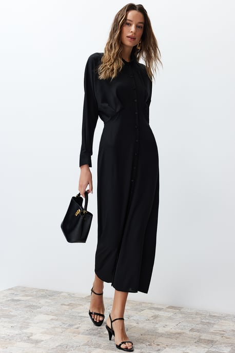 Trendyol Modest Dames Zwart Effen Maxi Lang Casual Blousejurk Modest Jurken - Image 6