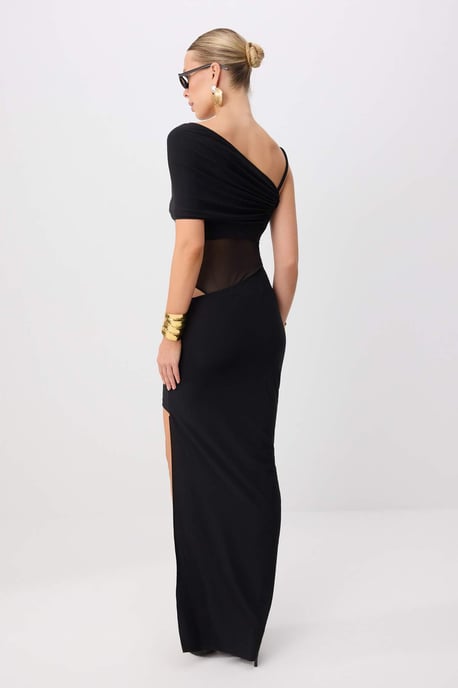 TRENDYOLMİLLA Dames Zwart Effen Maxi Mouwloos Recht Avond & Gala Jurk - Image 3