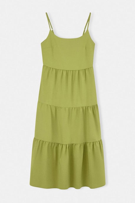 Trendyol Curve Dam Grön Enfärgad Maxi Ärmlös Casual A-linje Plus size Klänning - Image 3