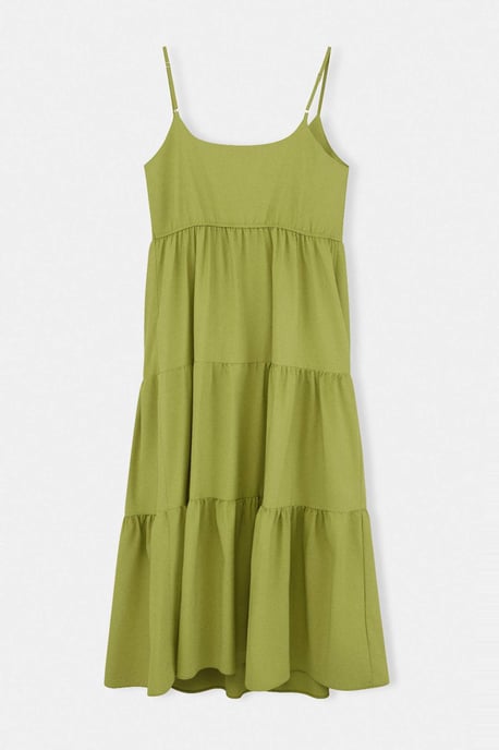 Trendyol Curve Dam Grön Enfärgad Maxi Ärmlös Casual A-linje Plus size Klänning - Image 5