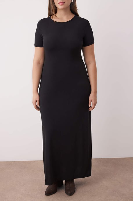 Trendyol Curve Dam Svart Enfärgad Maxi Kort Kväll / Vardag A-linje Plus size Klänning - Image 2