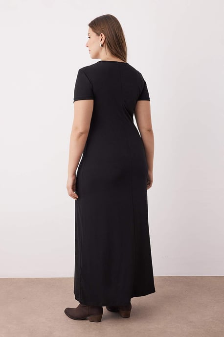 Trendyol Curve Dam Svart Enfärgad Maxi Kort Kväll / Vardag A-linje Plus size Klänning - Image 3