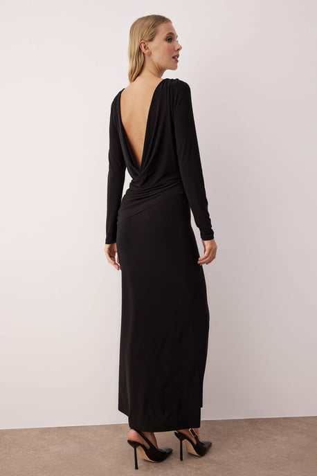 TRENDYOLMİLLA Dames Zwart Effen Maxi Lang Stijlvol/Avond Zeemeermin Jurken - Image 3