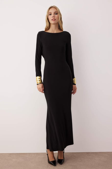 TRENDYOLMİLLA Dames Zwart Effen Maxi Lang Stijlvol/Avond Zeemeermin Jurken - Image 4