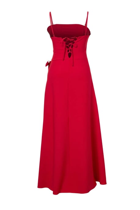 Trendyol Curve Dam Röd Enfärgad Maxi Ärmlös Fest A-linje Plus size Klänning - Image 3