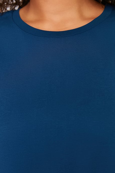 Trendyol Curve Dam Mörkblå Enfärgad Maxi Kort Casual Rak Plus size Klänning - Image 5