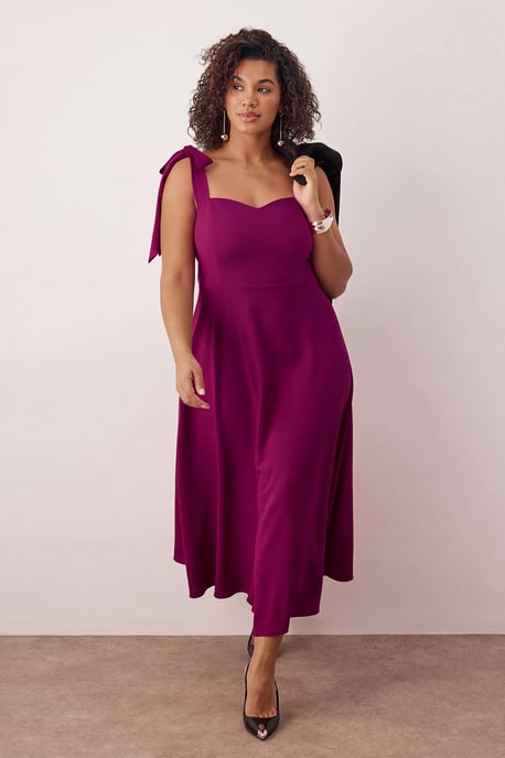 Trendyol Curve Dam Lila Enfärgad Maxi Ärmlös Elegant/Kväll A-linje Plus size Klänning - Image 1