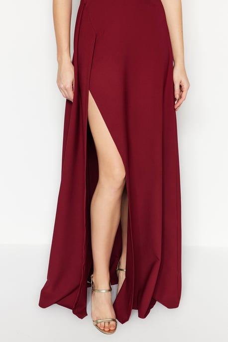 TRENDYOLMİLLA Women's Purple Plain Maxi Sleeveless Graduation / Prom A-line Evening & Prom Dress - Image 5