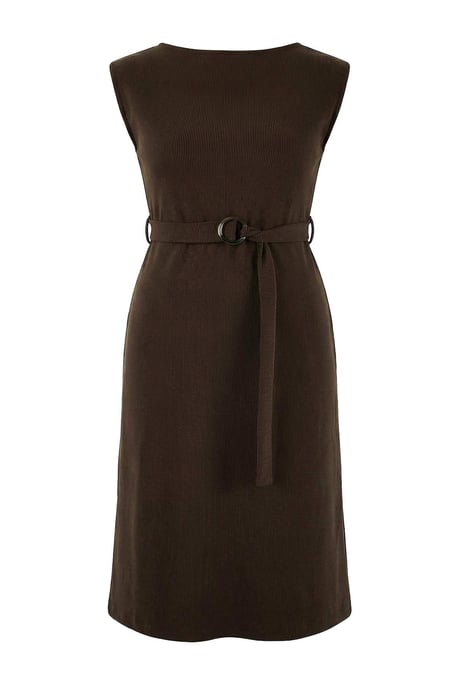Trendyol Curve Dam Brun Enfärgad Maxi Ärmlös Casual Rak Plus size Klänning - Image 4