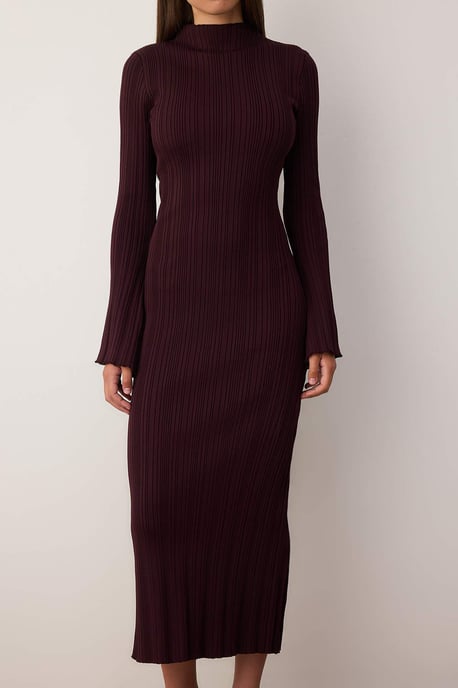 TRENDYOLMİLLA Women's Purple Plain Maxi Long Casual Bodycon Dresses - Image 2