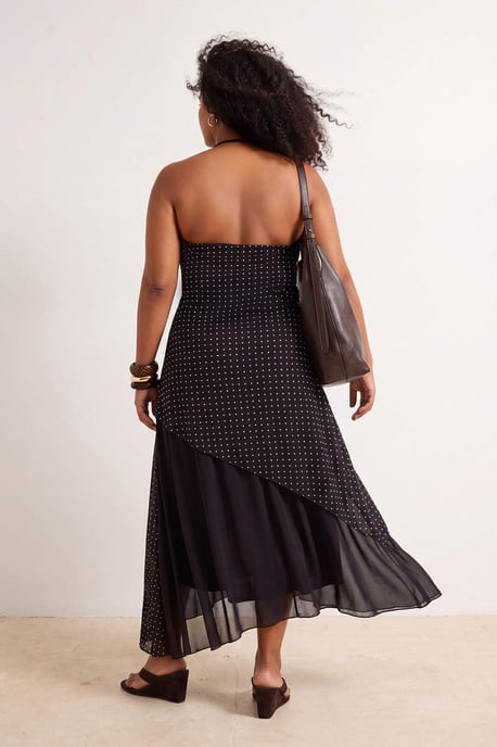 Trendyol Curve Dam Brun Prickig Maxi Ärmlös A-linje Plus size Klänning - Image 3