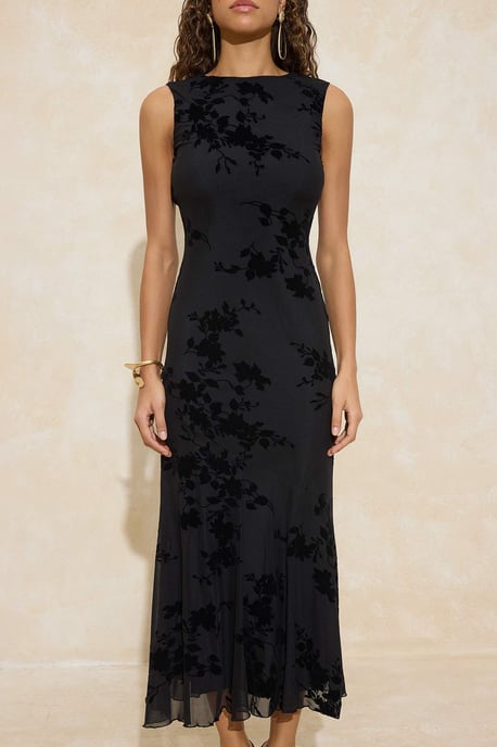 TRENDYOLMİLLA Dames Zwart Bloemen Maxi Mouwloos Stijlvol/Avond Zeemeermin Jurken - Image 2
