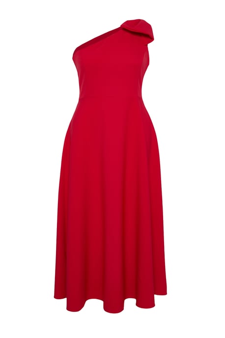 Trendyol Curve Dam Röd Enfärgad Maxi Ärmlös Elegant/Kväll A-linje Plus size Klänning - Image 5