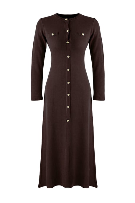 Trendyol Modest Dames Bruin Effen Maxi Lang Casual A-lijn Modest Jurken - Image 4