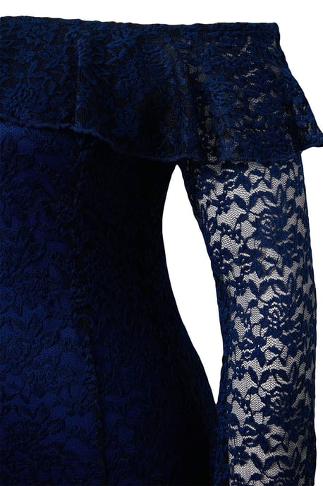 Trendyol Curve Dam Mörkblå Enfärgad Maxi Lång A-linje Plus size Klänning - Image 4