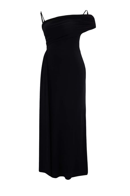 Trendyol Curve Dam Svart Enfärgad Maxi Ärmlös Casual Rak Plus size Klänning - Image 3