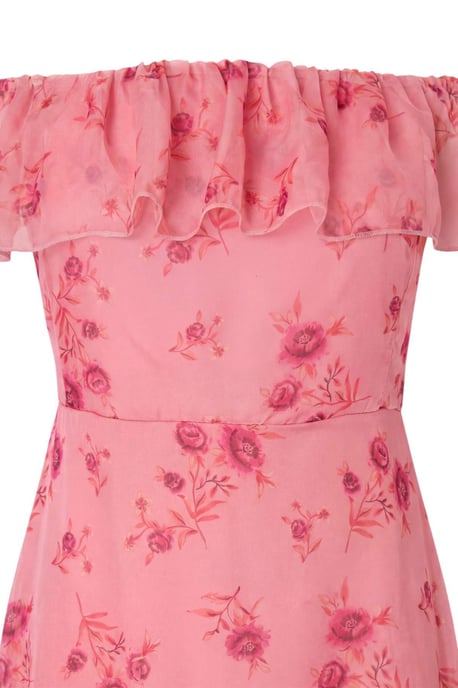 Trendyol Curve Dam Rosa Blommig Maxi Kort Casual A-linje Plus size Klänning - Image 4