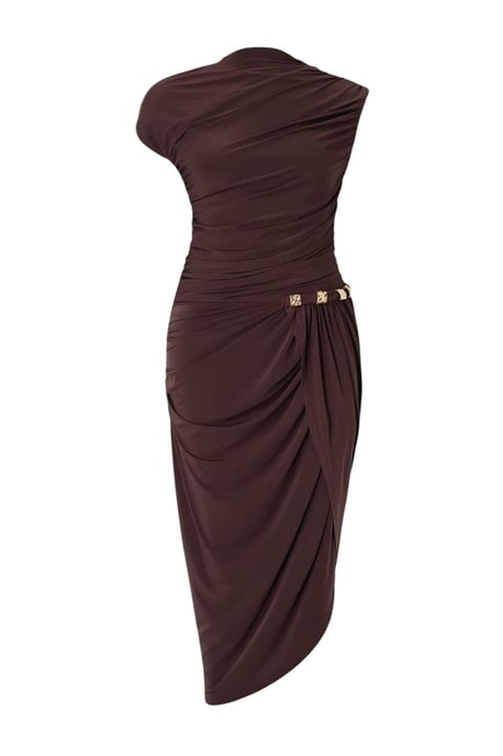 Trendyol Curve Dam Brun Enfärgad Maxi Ärmlös Bodycon Plus size Klänning - Image 4