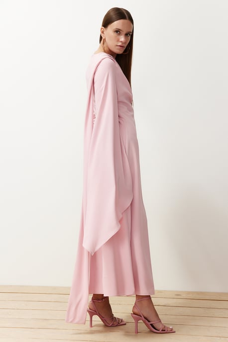 Trendyol Modest Dames Roze Effen Maxi Lang Stijlvol/Avond Recht Modest Avond Jurken - Image 2