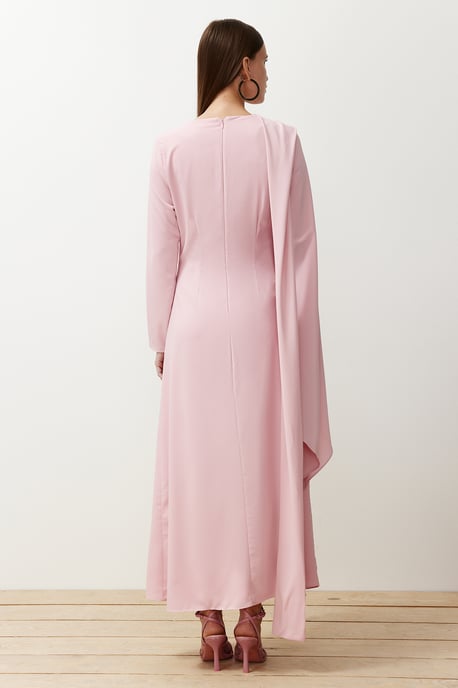 Trendyol Modest Dames Roze Effen Maxi Lang Stijlvol/Avond Recht Modest Avond Jurken - Image 5