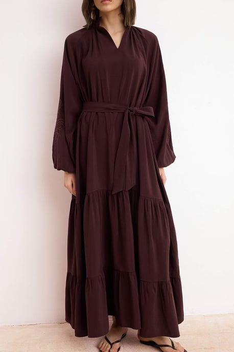Trendyol Modest Dames Paars Effen Maxi Lang Skater Modest Jurken - Image 2