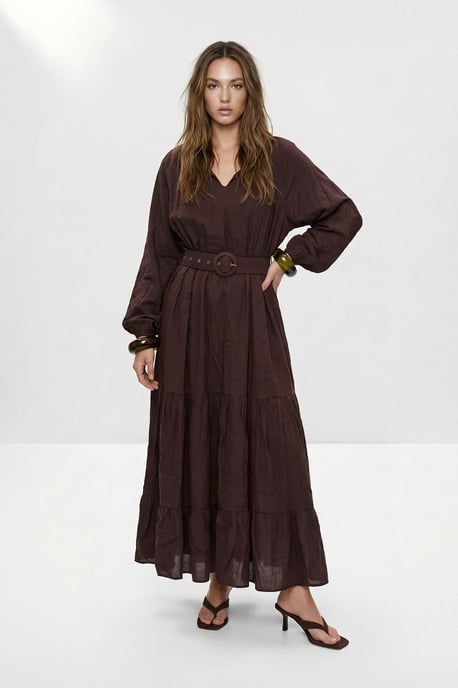 Trendyol Modest Dames Paars Effen Maxi Lang Skater Modest Jurken - Image 4