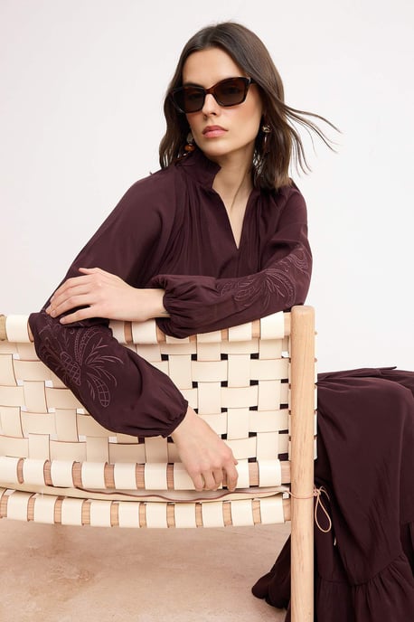 Trendyol Modest Dames Paars Effen Maxi Lang Skater Modest Jurken - Image 6