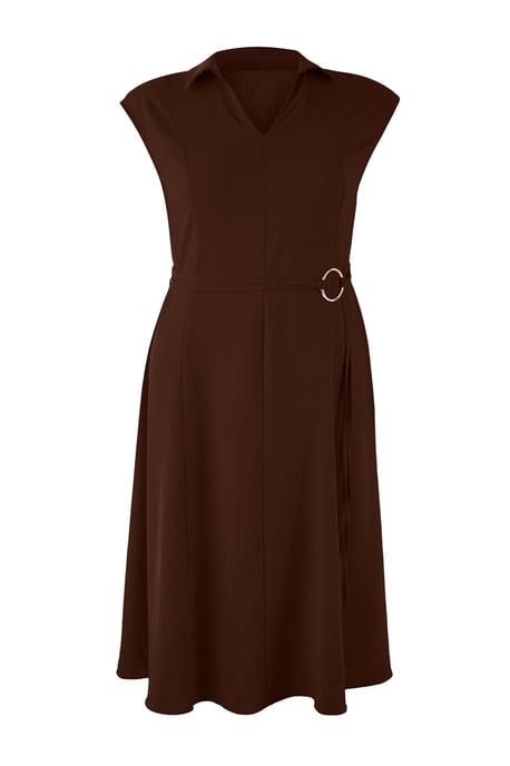 Trendyol Curve Dam Brun Enfärgad Maxi Ärmlös Casual Rak Plus size Klänning - Image 4