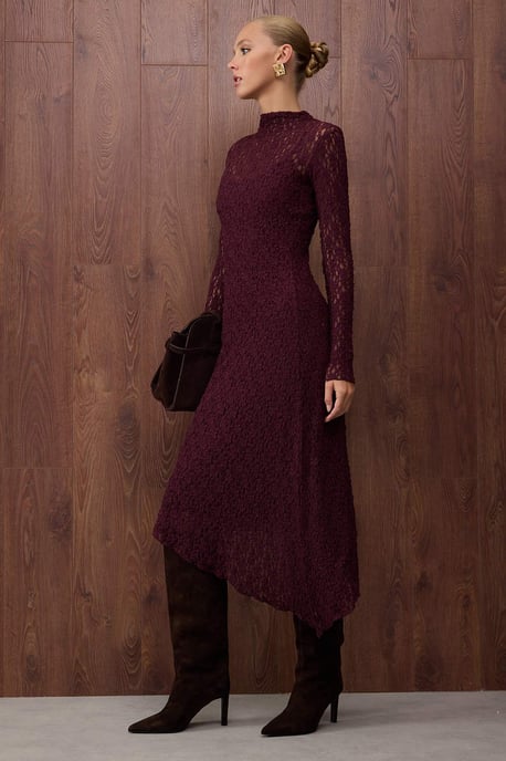 TRENDYOLMİLLA Women's Purple Plain Maxi Long Evening / Daily Asymmetric Dresses - Image 4