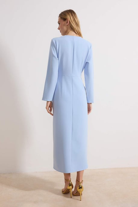 Trendyol Modest Dames Blauw Effen Maxi Lang Zakelijk Double-breasted Modest Jurken - Image 3