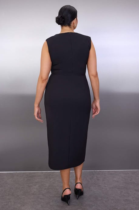 Trendyol Curve Dam Svart Enfärgad Maxi Ärmlös Kväll / Vardag Bodycon Plus size Klänning - Image 3