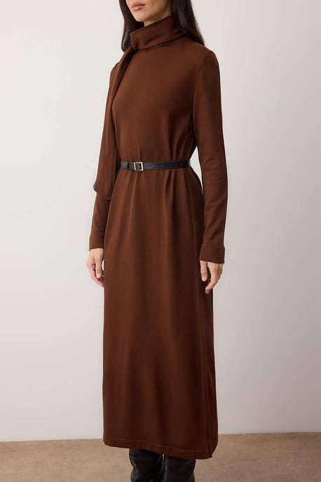 Trendyol Modest Dames Bruin Effen Maxi Lang Casual Recht Modest Jurken - Image 2