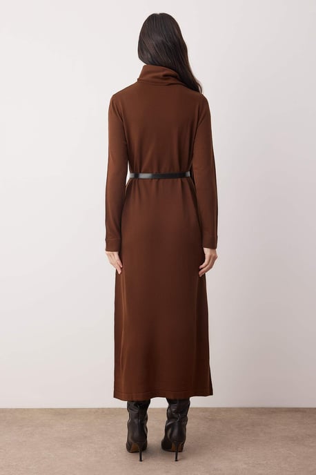 Trendyol Modest Dames Bruin Effen Maxi Lang Casual Recht Modest Jurken - Image 3