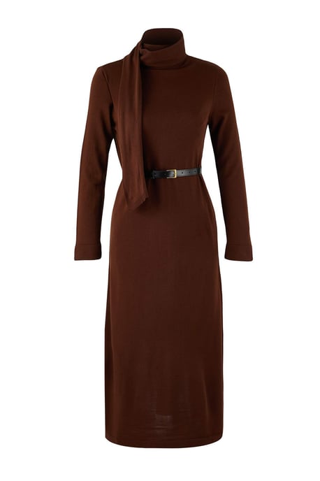 Trendyol Modest Dames Bruin Effen Maxi Lang Casual Recht Modest Jurken - Image 4