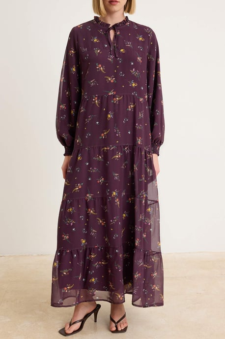 Trendyol Modest Women's Purple Floral Maxi Long Evening / Daily Shift Modest Dresses - Image 2
