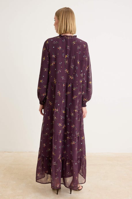 Trendyol Modest Women's Purple Floral Maxi Long Evening / Daily Shift Modest Dresses - Image 3