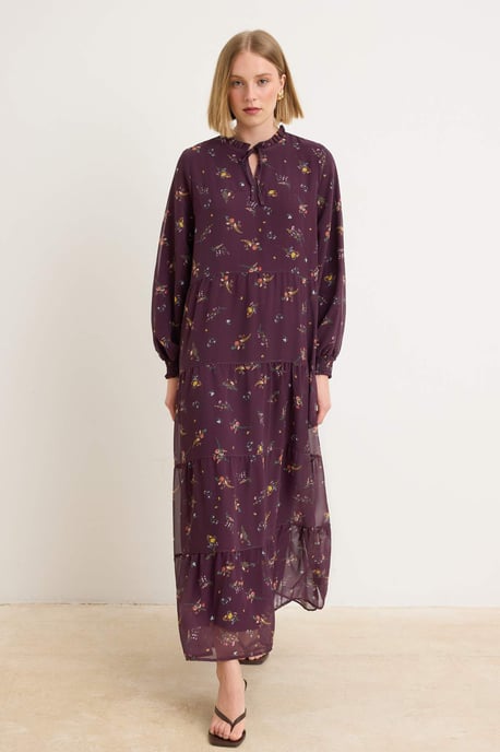 Trendyol Modest Women's Purple Floral Maxi Long Evening / Daily Shift Modest Dresses - Image 4